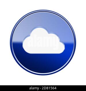Cloud icon glossy blue, isolated on white background Stock Photo