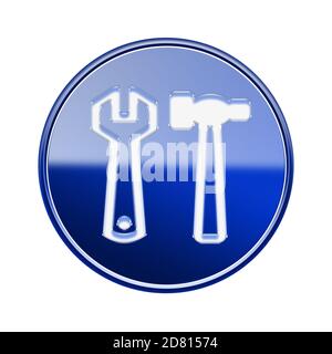 Tools icon glossy blue, isolated on white background Stock Photo
