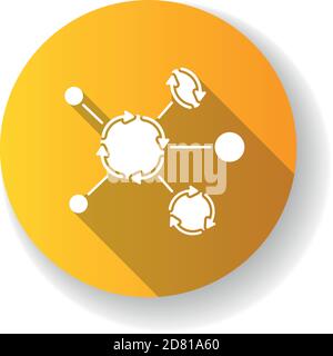 Synergetic network yellow flat design long shadow glyph icon Stock Vector