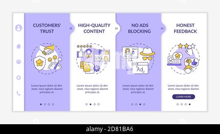 Influencer marketing advantages onboarding vector template Stock Vector