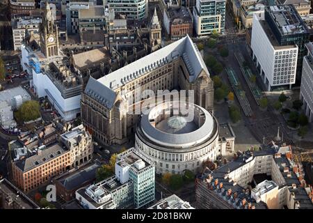 aerial view of Manchester Central Library and City Council Buildings Stock Photo