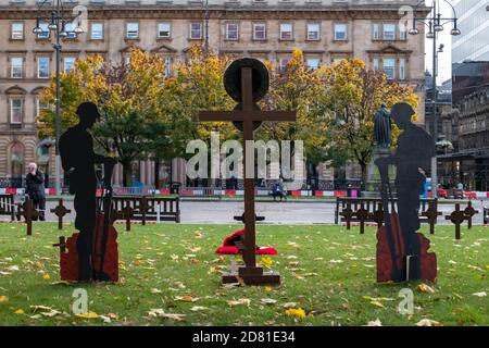 Glasgow, Scotland, UK. 26th October, 2020. Garden of Remembrance in George Square to honour the dead and remember the living. Credit: Skully/Alamy Live News Stock Photo