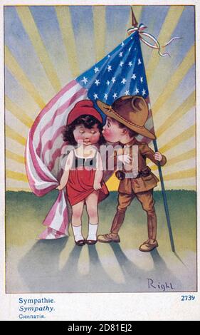 1917 France WW1 postcard celebrating US entry into War 1917 France WW1 postcard celebrating US entry into War