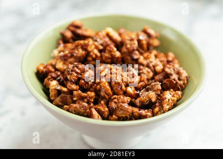 Home made spicy candied walnuts.