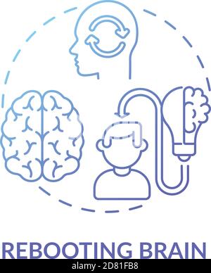 Rebooting brain concept icon Stock Vector