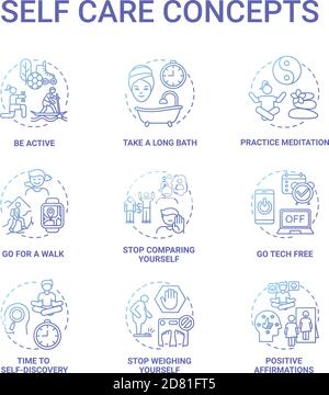 Self care concept icons set Stock Vector