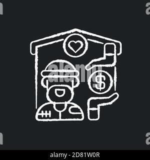 Shelter services chalk white icon on black background Stock Vector