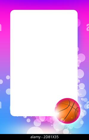 Frame whith basketball ball on the colored glow background Stock Photo