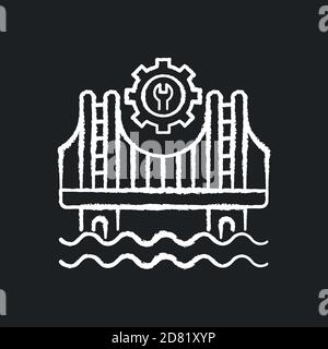 Construction chalk white icon on black background Stock Vector