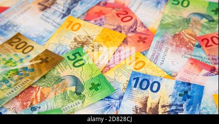 Collection of the new swiss banknotes (issued in 2017) Stock Photo