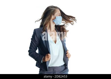 business woman with white mask Stock Photo - Alamy