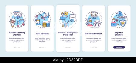 Careers in ai onboarding mobile app page screen with concepts Stock Vector