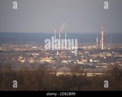 Industrial Part of Gyor at Winter Cityscape Stock Photo