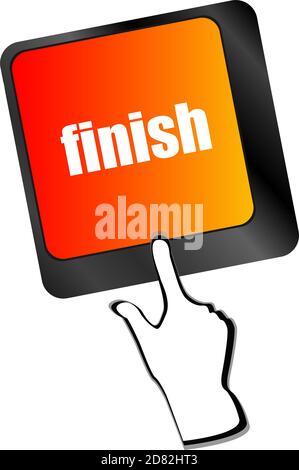 finish button on black internet computer keyboard Stock Photo