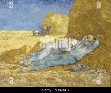 Title: Noon, or The Siesta, after Millet Creator: Vincent van Gogh Date: 1890 Medium: Oil on canvas Dimensions: 73 x 91 cm Location: Musee d'Orsay, Paris Stock Photo