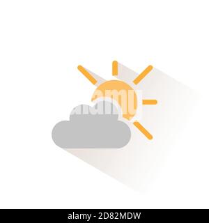 Sun and cloud. Isolated color icon. Weather glyph vector illustration Stock Vector