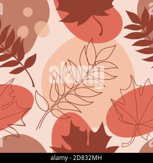 Autumn leaves in a hand drawn linear style. Stock Vector