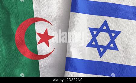 Israel and Algeria two flags textile cloth 3D rendering Stock Photo