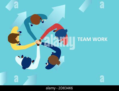 Vector of diverse women putting their hands together as a symbol of team work and collaboration Stock Vector