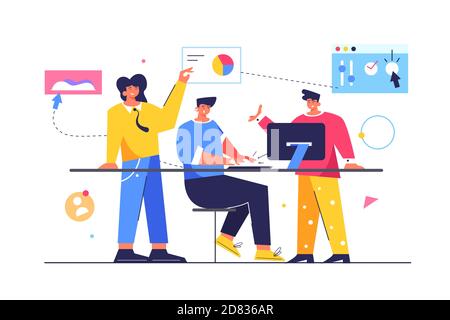 Group of workers working with files and data Stock Vector