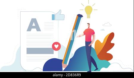 Writing business resume on job. Concept of employment. vector illustration in flat design.. CV application Stock Vector