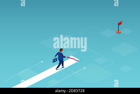 Vector of a businessman painting his own path towards success and career goals Stock Vector