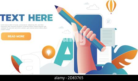 Writing business resume on job. Concept of employment. vector illustration in flat design.. CV application Stock Vector