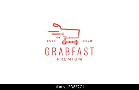 shopping cart fast label line outline  logo vector icon illustration Stock Vector