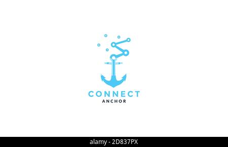 anchor with connect technology logo vector icon illustration Stock Vector
