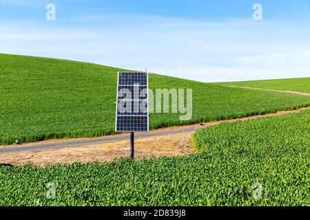 Solar Panels at Palouse Rolling Hills, Washington-USA Stock Photo