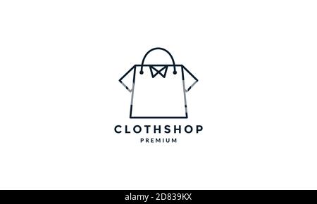 shopping bag with cloth line outline  logo vector icon illustration Stock Vector