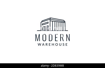 warehouse line outline simple logo vector icon illustration Stock Vector