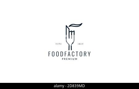 factory with fork food line outlines logo vector icon illustration Stock Vector