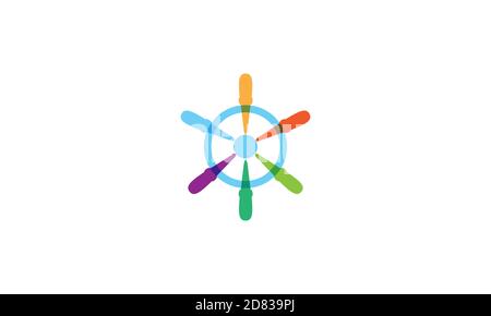 ship wheel abstract colorful logo vector icon illustration Stock Vector
