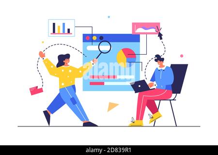 The guy and the girl keep statistics Stock Vector
