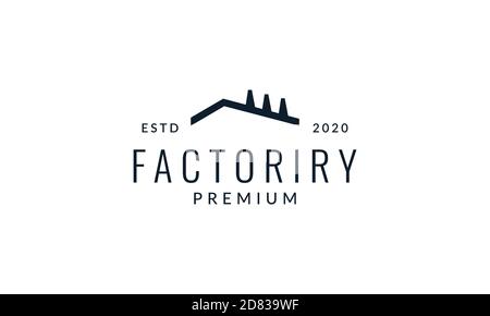 factory  line outline simple logo vector icon illustration Stock Vector