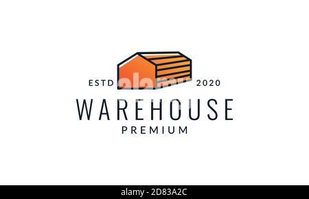 warehouse abstract minimalist line art outline  logo vector icon illustration Stock Vector