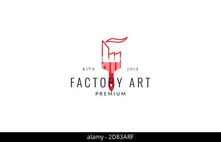 factory with paint brush art creative logo vector icon illustration Stock Vector