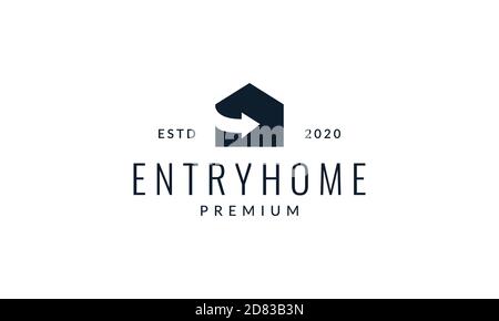 home or house with entry direction open simple logo vector icon illustration Stock Vector