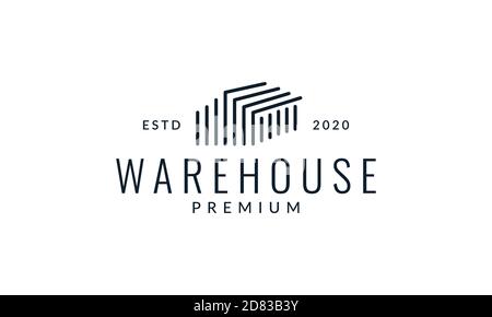 modern line or outline warehouse logo vector icon illustration Stock Vector