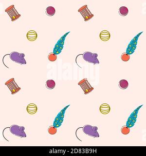 Seamless vector bright pattern for pet store cat toys Stock Vector