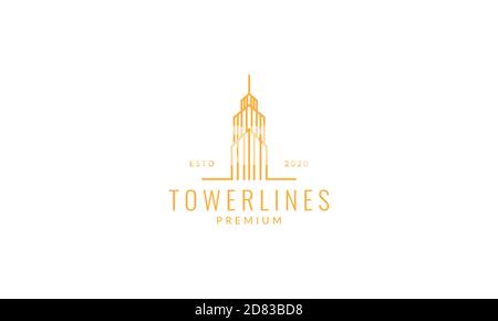 building high tower line outline modern logo vector icon illustration Stock Vector