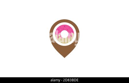 donuts with pin map location  logo vector icon illustration Stock Vector