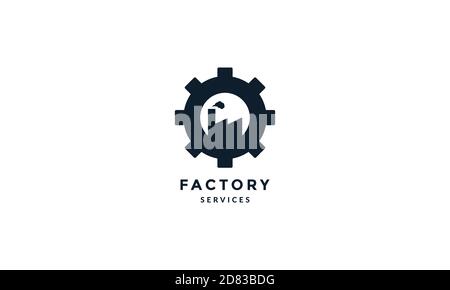 gear with factory silhouette modern  logo vector icon illustration Stock Vector