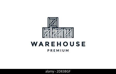 crate wood box warehouse  vintage logo vector icon illustration Stock Vector