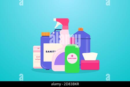 Hygiene products Vector illustration in flat design Stock Vector