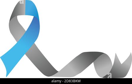 Blue And Grey Color Vector Ribbon In White Background. Symbol Of Diabetic Awareness Month Stock Vector