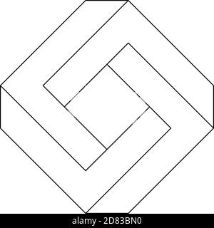 Impossible square icon. Geometric 3D object optical illusion. Vector illustration Stock Vector