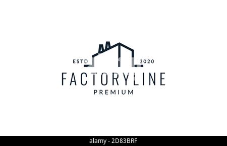 factory line outline minimalist logo vector icon illustration Stock Vector