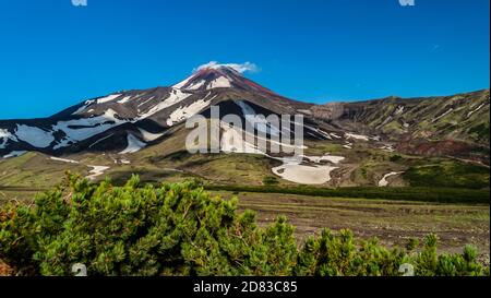 Kamchatka. Avachinsky volcano in the Russian far East. Summer Stock Photo